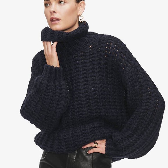 Anine Bing Iris Navy Turtleneck Knit 